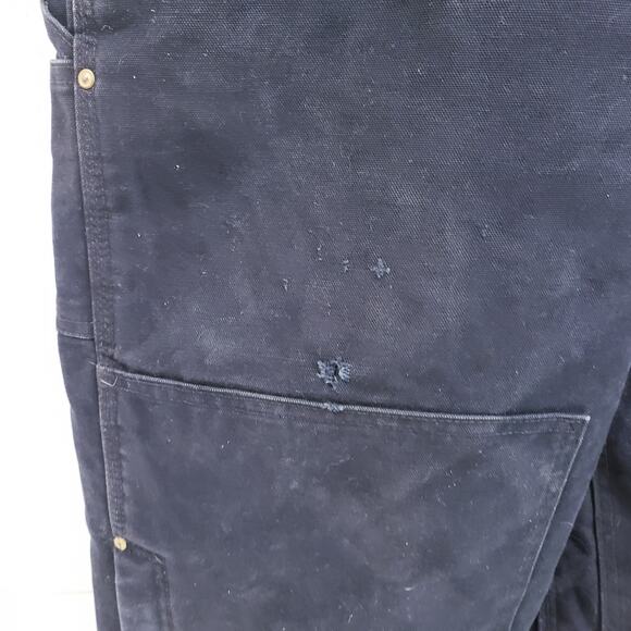 Carhartt Overalls Mens 36x30 Black Bib Double Knee Insulated R02 BLK - Picture 9 of 11